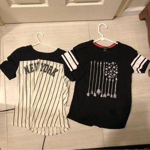 rue 21 Black and white tops XS extra small new york stars arrows NY